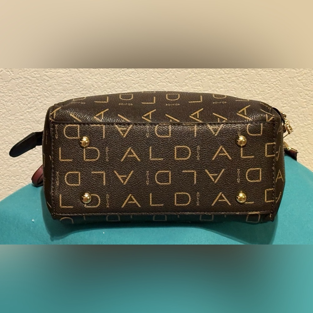 Aolida Brown & Burgundy Satchel/Crossbody with Gold Accents & Black Liner - Picture 6 of 14